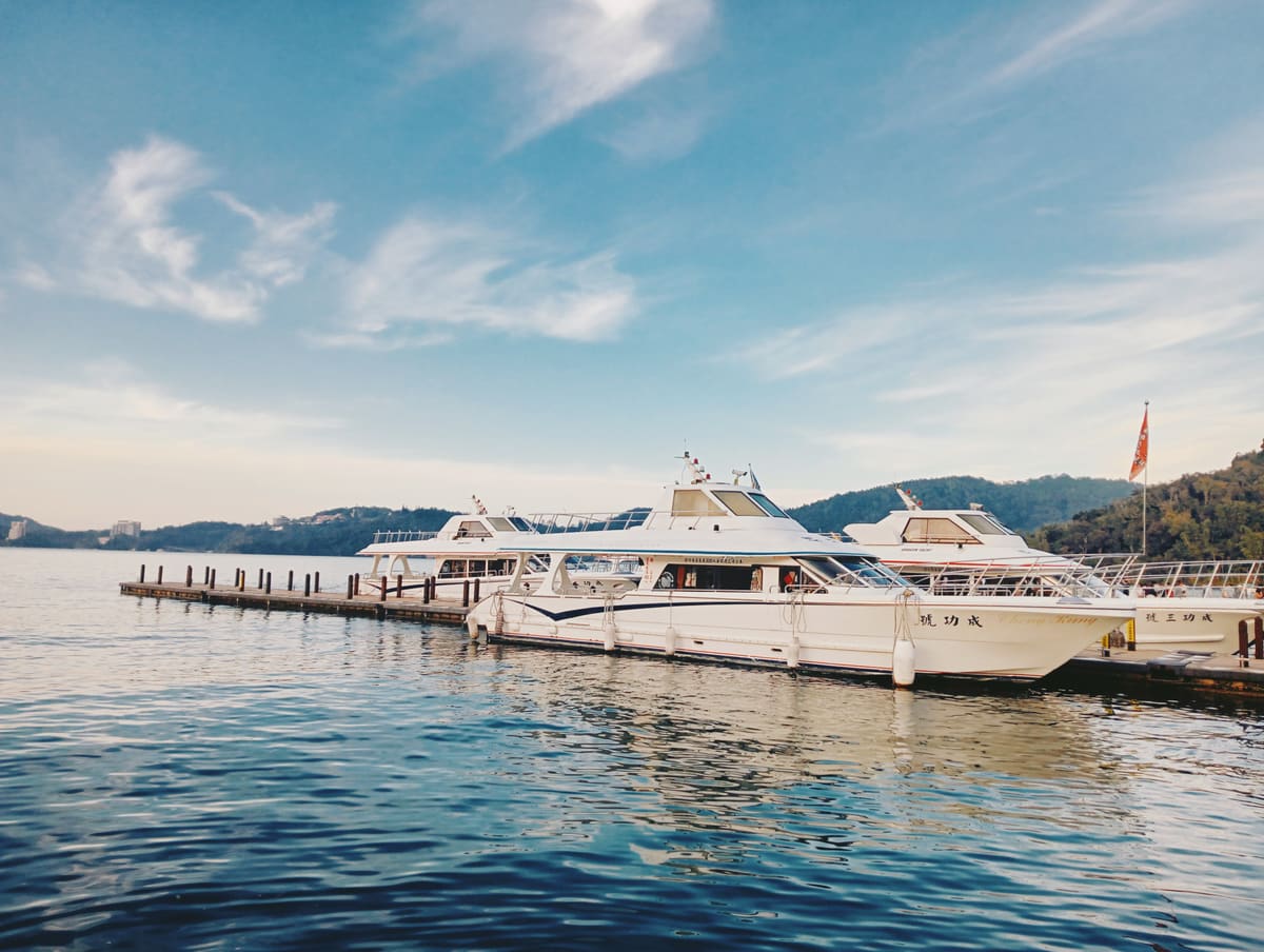 Sun Moon Lake ringed by forested mountains