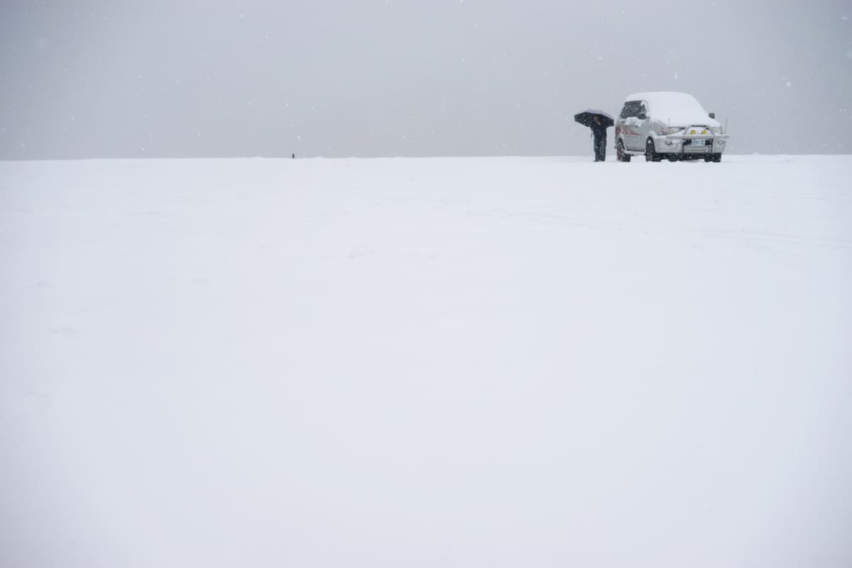 Schnee im Erholungsgebiet Hehuanshan im Winter